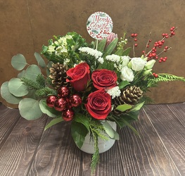 Cheerful Christmas Vase Arrangement  from Redwood Florist in New Brunswick, NJ